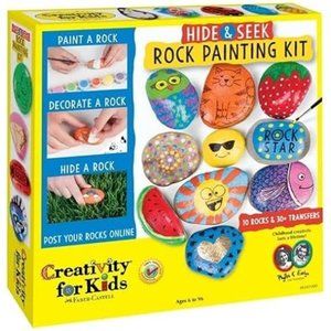 Hide and Seek Rock Painting Kit with 10 Rocks & Waterproof Paint, Small For Kids